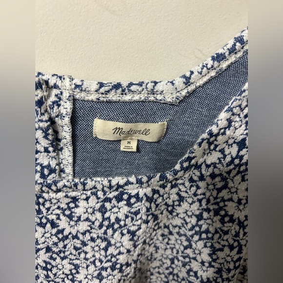 Madewell Floral print blue & white Jacquard Button Back Top - Picture 5 of 5